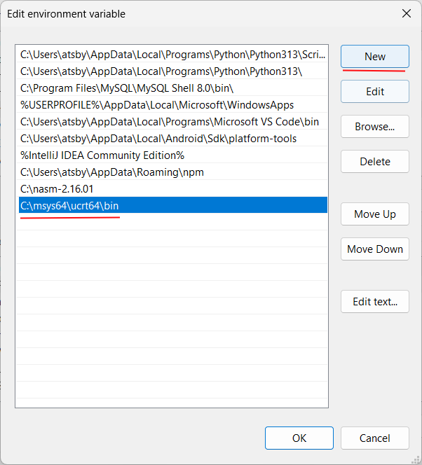 Adicionando o diretório do linker ld.exe às variáveis de ambiente do Windows