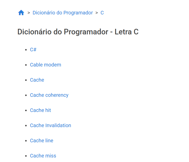 Dicionário Tech com a termos começando com a letra C