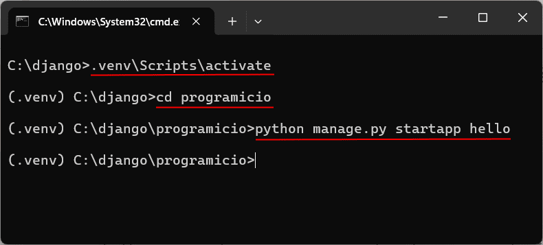 Comandos para criar aplicação Django
