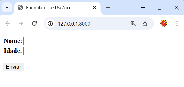 Formulário com campos Nome e Idade