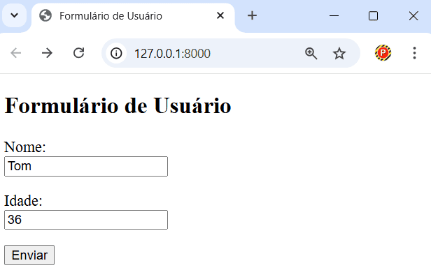 Formulário HTML para envio de dados com Django