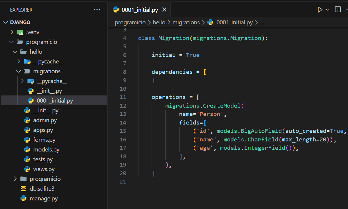 Migração de modelos em Django
