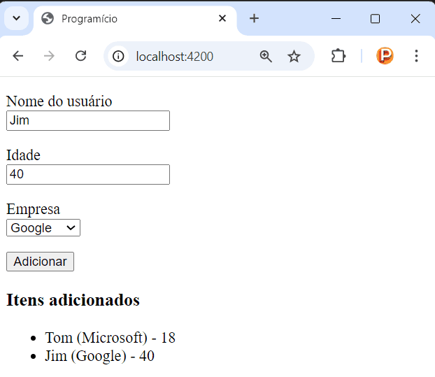 Trabalhando com Formulários usando ngModel em Angular