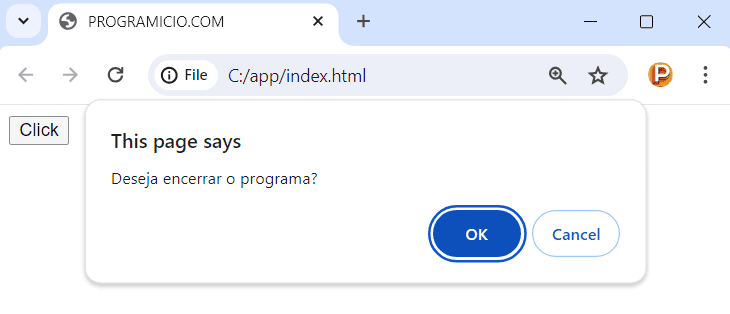 A função confirm em JavaScript
