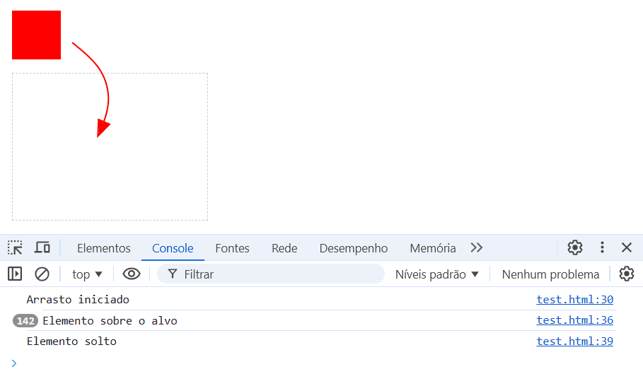 Capturando eventos de arrasto e soltura