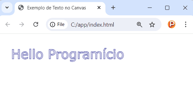 Exibindo texto no canvas com o método strokeText em JavaScript