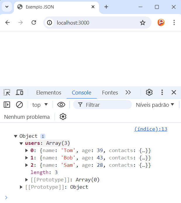 Obtendo objetos JSON com XMLHttpRequest no JavaScript