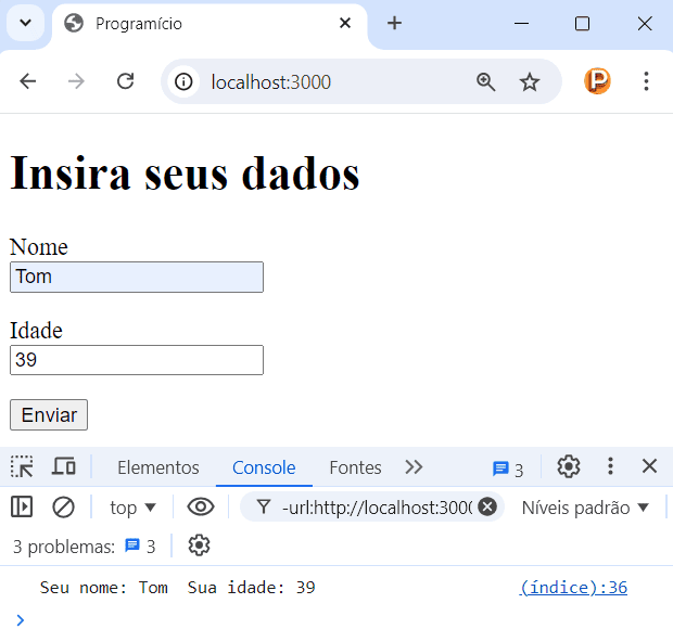Exemplo de envio de dados em formato JSON com AJAX no Express