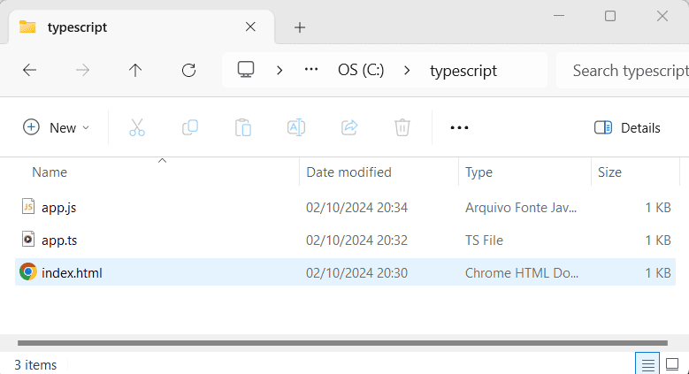 Primeira aplicação em TypeScript