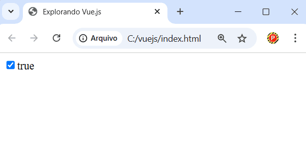 Exemplo de checkbox com v-model em Vue.js