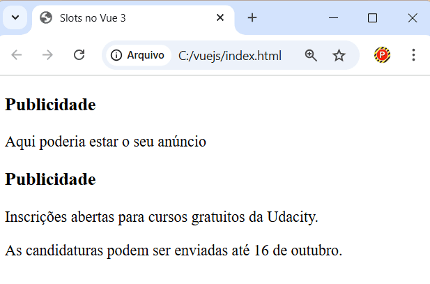 Conteúdo padrão dos slots em Vue.js