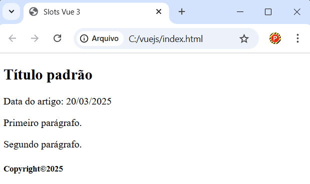 Conteúdo padrão nos slots nomeados no Vue.js