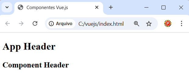 Exemplo de dados de componente e de aplicação em Vue.js