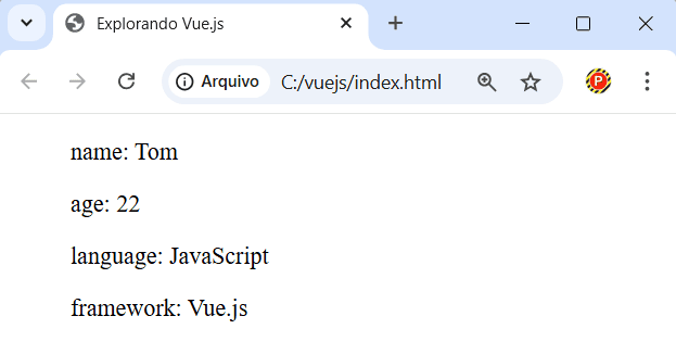 Iterando sobre propriedades de objetos com v-for em Vue.js