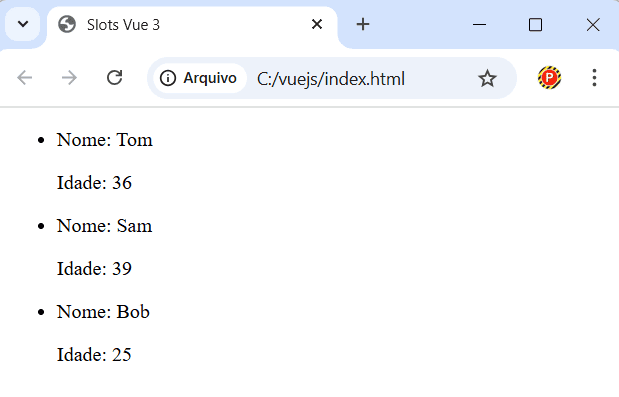 Renderizando lista com slots com escopo no Vue.js