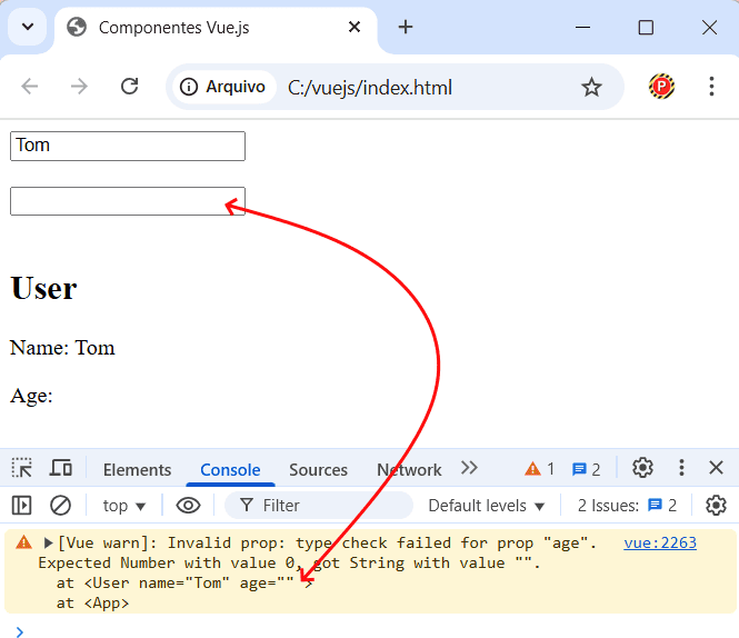 Tipos de propriedades em Vue.js