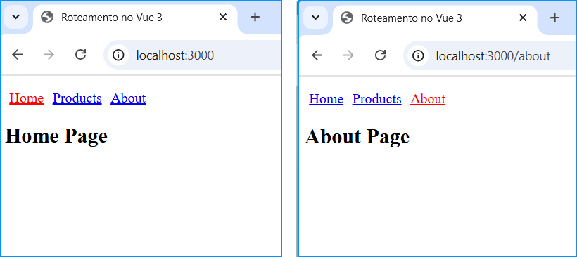 Uso de router-link em uma aplicação Vue.js