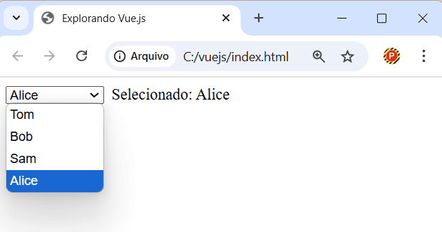 Vinculando a um array de objetos em Vue.js